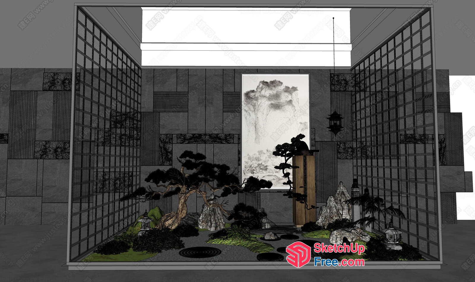 Japanese-Style Interior Garden 3D SketchUp File