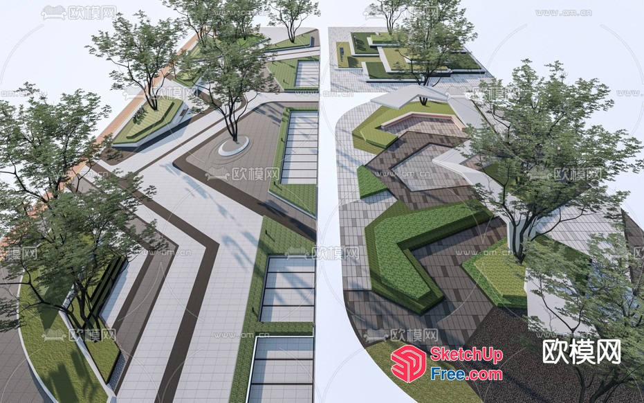 Modern Outdoor Staircase And Patio Design 3D SketchUp File