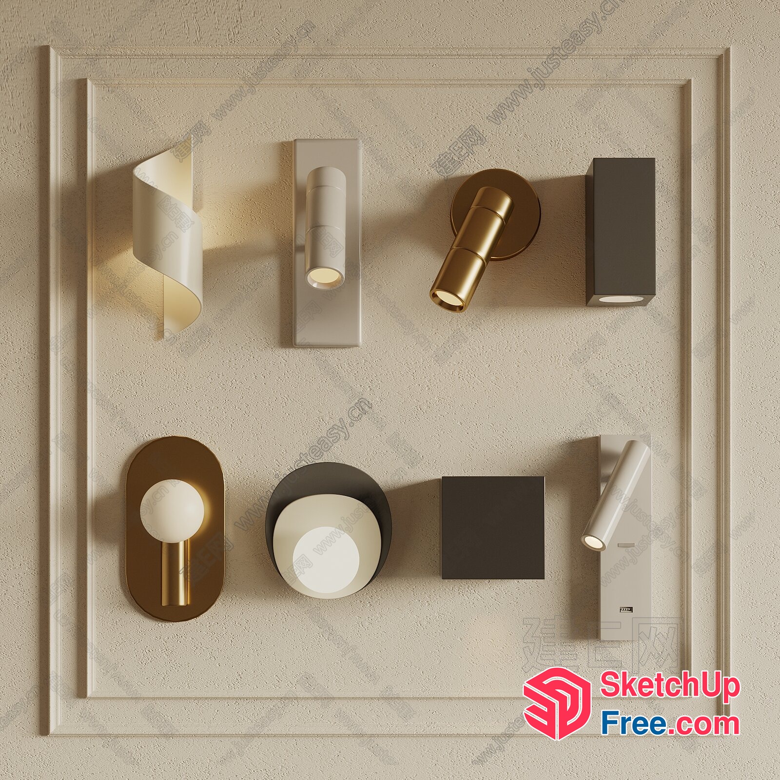 Modern Minimalist Wall Lights Collection 3D SketchUp File