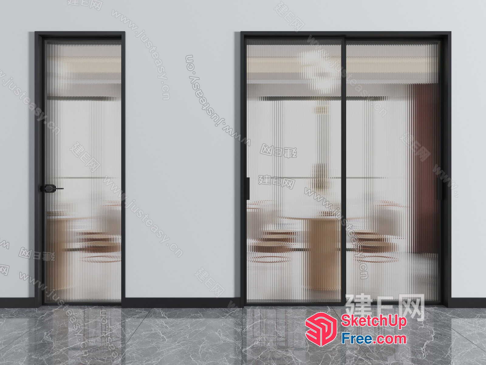 Modern Glass Door And Window Set 3D SketchUp File
