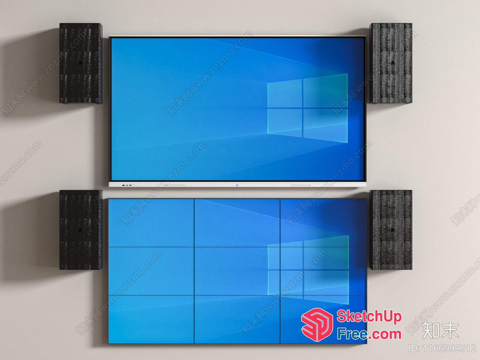 Two Monitors With Windows Desktop Screens 3D SketchUp File