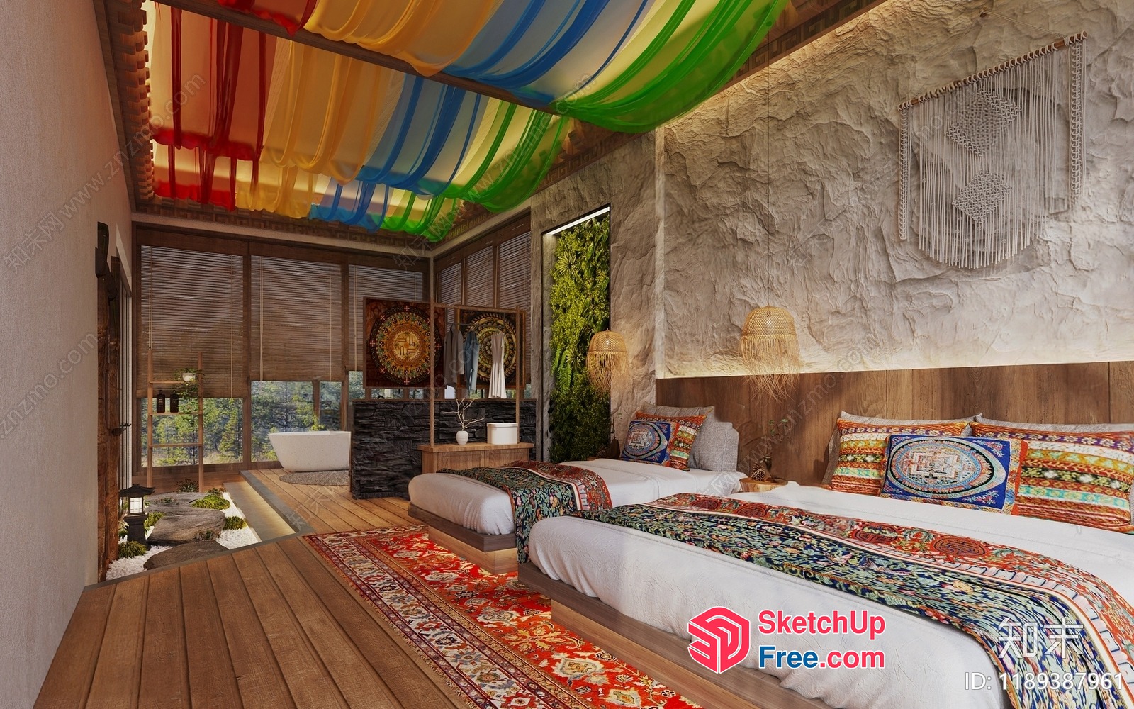 Vibrant And Colorful Bedroom Interior 3D SketchUp File