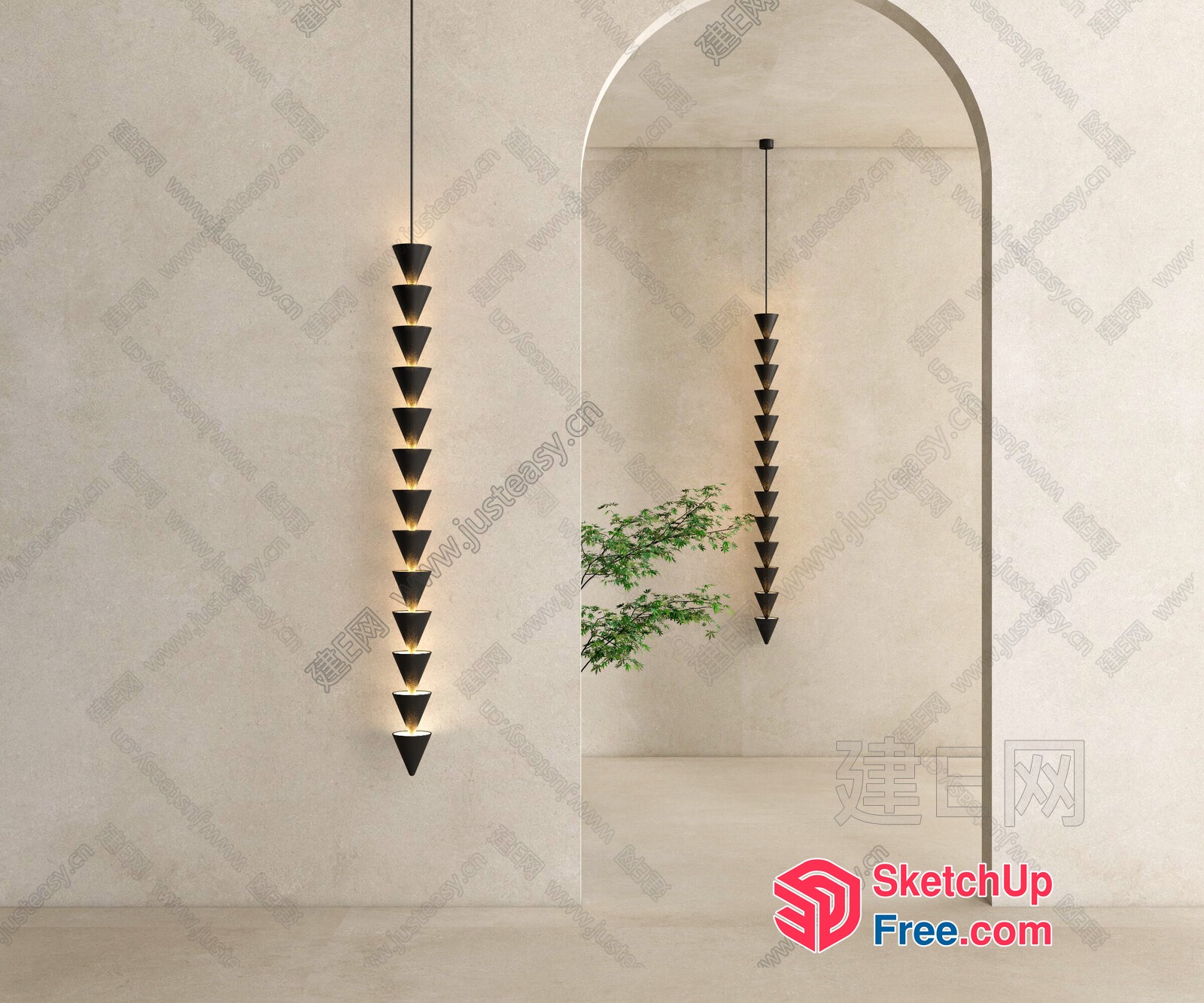 Modern Hanging Light Fixtures In Sleek Black 3D SketchUp File