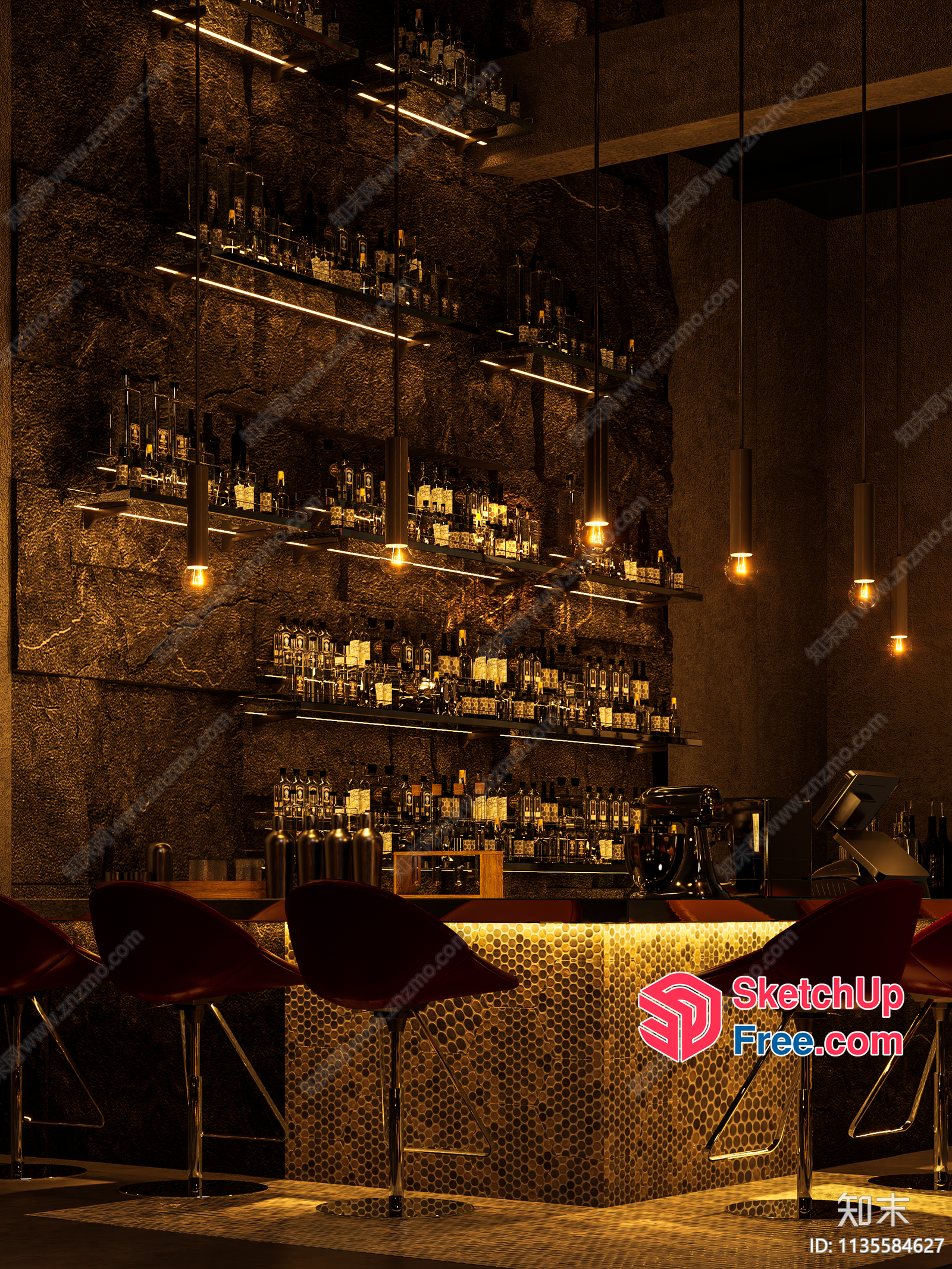 Luxury Bar Interior With Modern Decor 3D SketchUp File