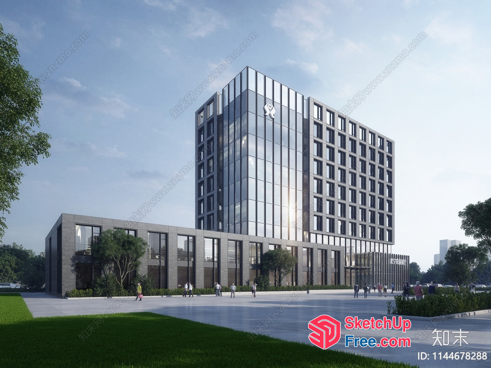 Modern Glass And Steel Office Building Exterior 3D SketchUp File