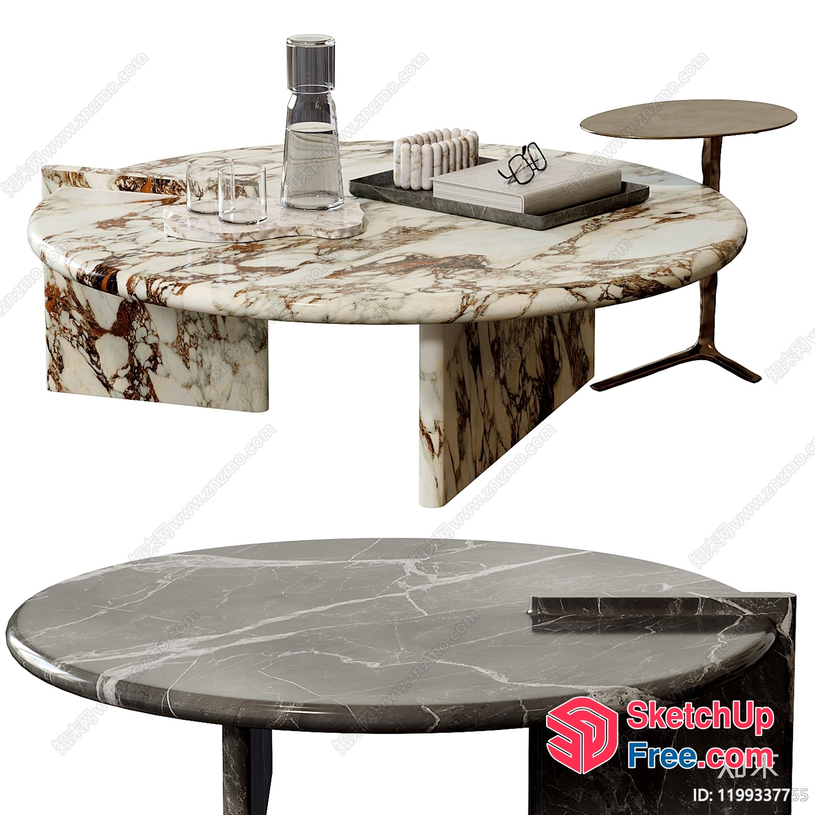 Marble Coffee Table Set With Modern And Sleek Design 3D SketchUp File