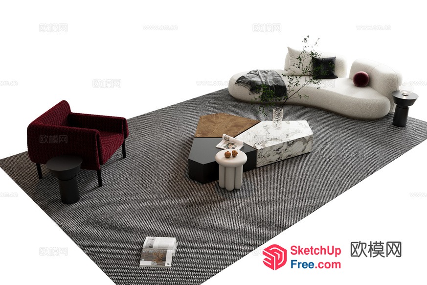 Modern Interior Design With Unique Furniture Pieces And Decor 3D SketchUp File