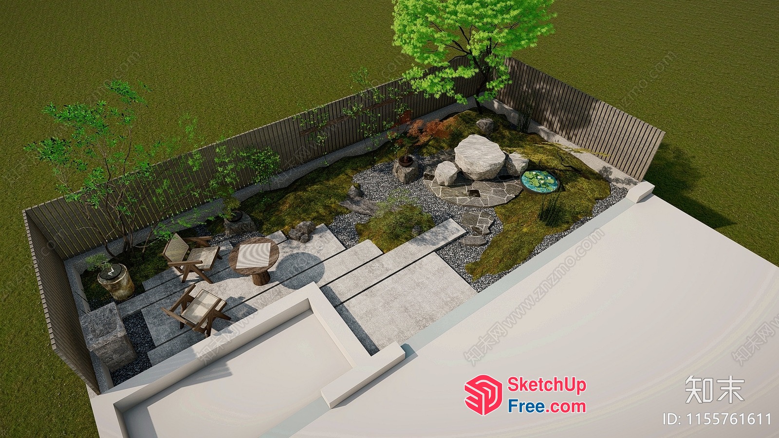 Japanese-Style Patio And Garden 3D SketchUp File