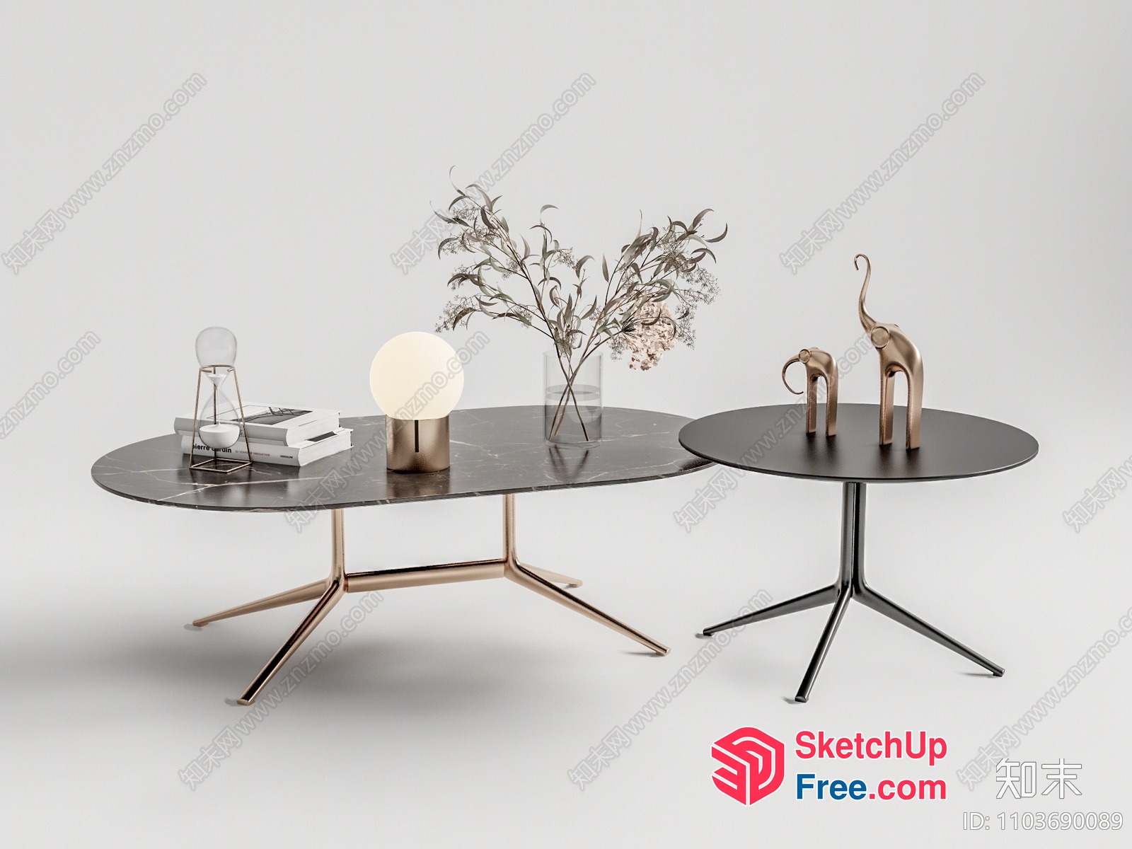 Modern Minimalist Coffee Table And Side Table Set 3D SketchUp File