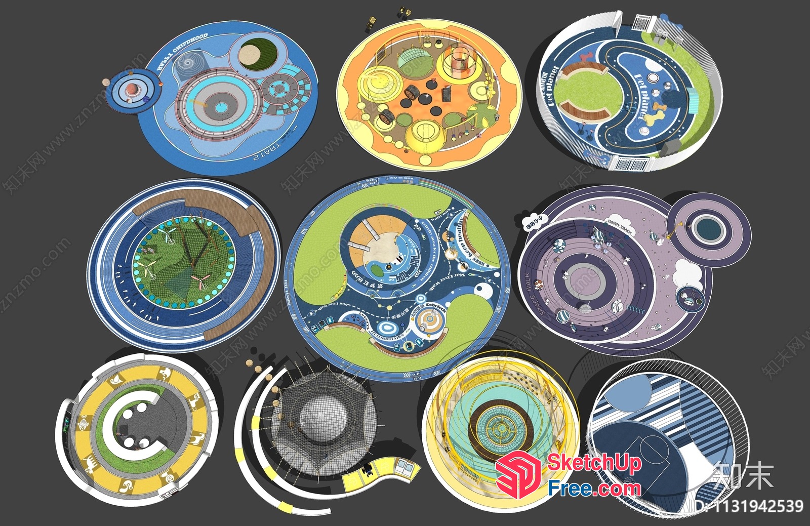 Circular Park And Recreation Areas 3D SketchUp File