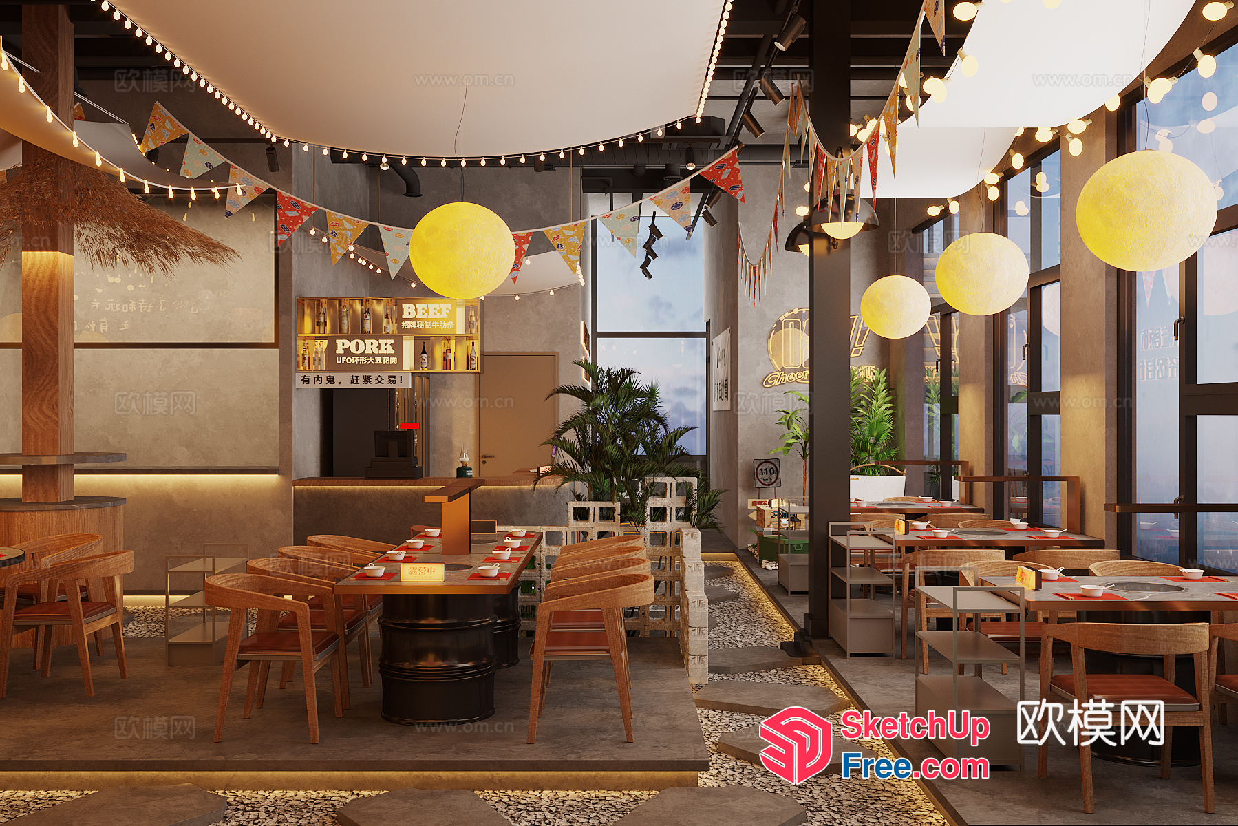 Modern Asian Fusion Restaurant 3D SketchUp File