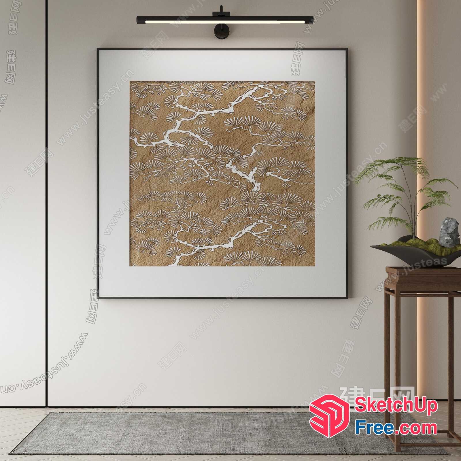Elegant Japanese-Inspired Minimalist Wall Art 3D SketchUp File