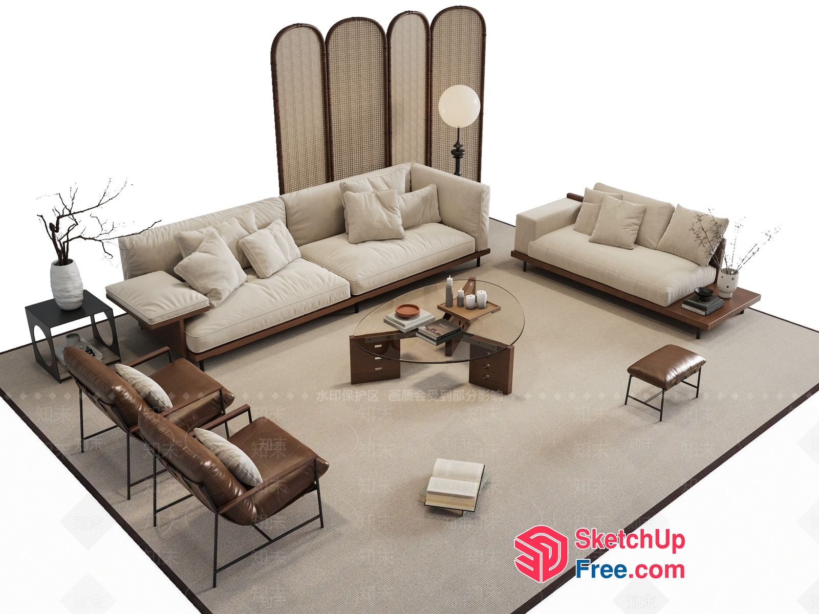 Modern Living Room Furniture Set 3D SketchUp File