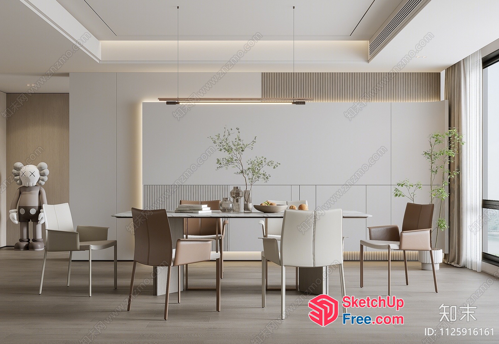 Minimalist Style Dining Room With Modern Furniture And Decor 3D SketchUp File