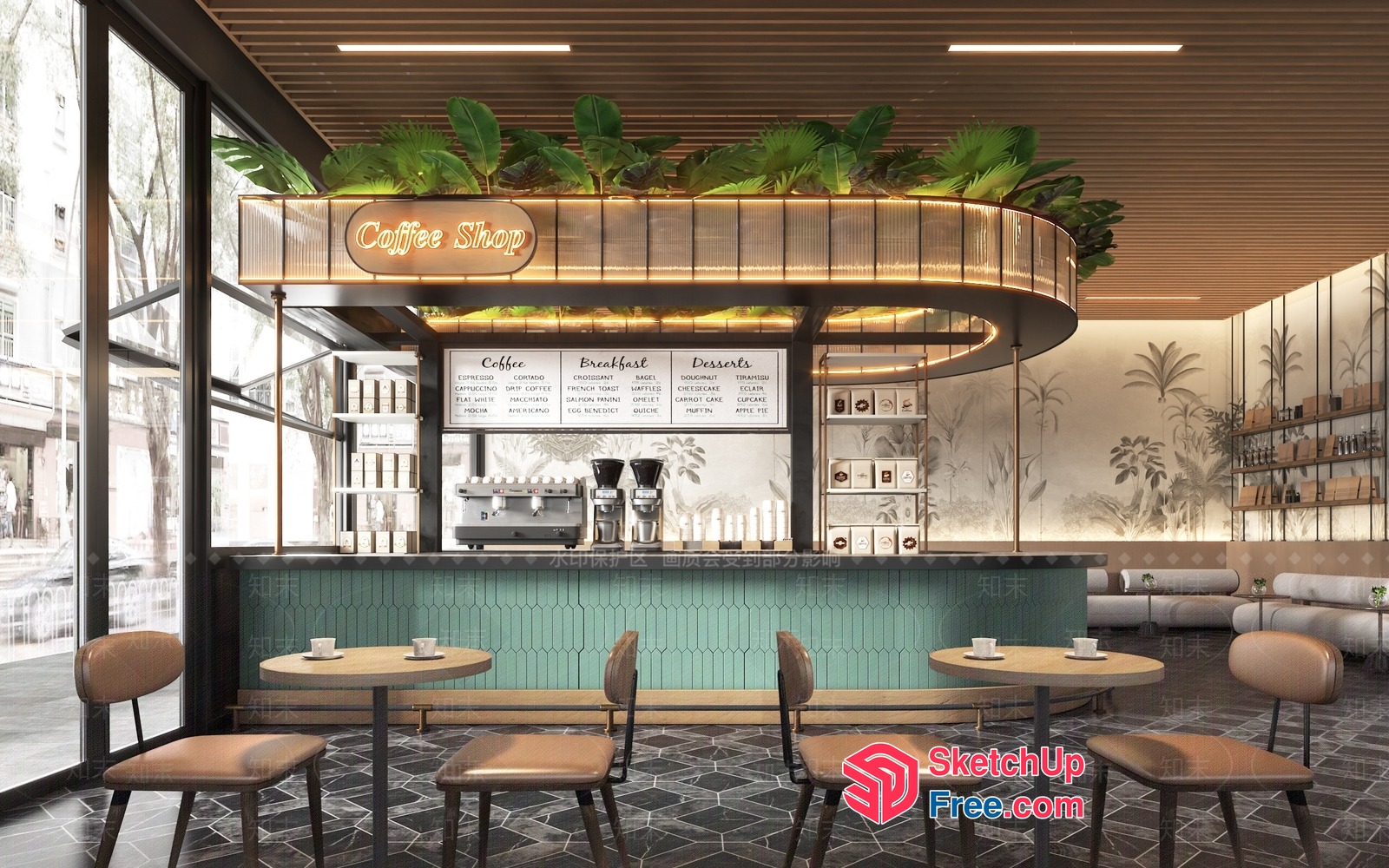 Modern Coffee Shop Interior Design 3D SketchUp File