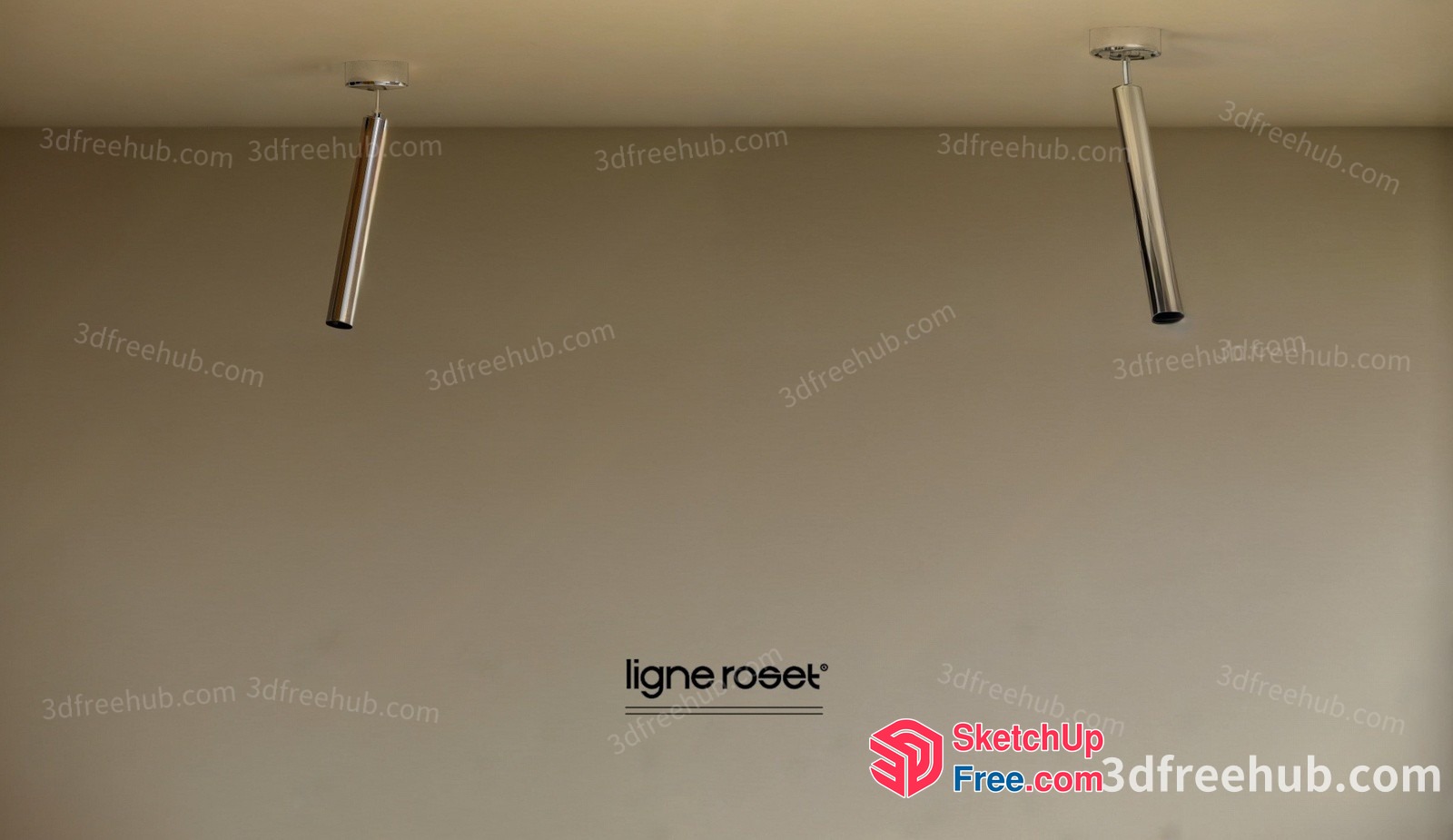 Two Silver Ceiling Lights 3D SketchUp File
