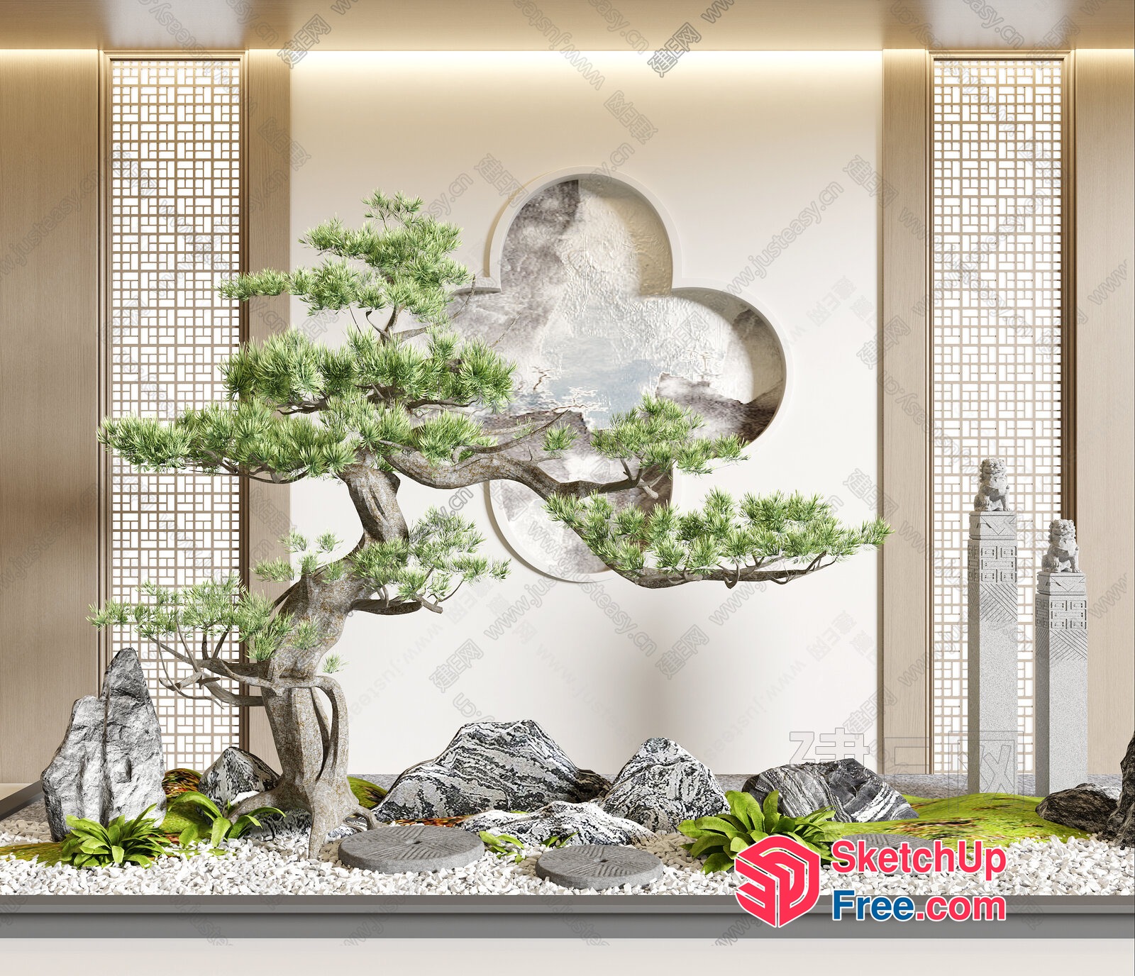 Serene Asian-Inspired Landscape 3D SketchUp File