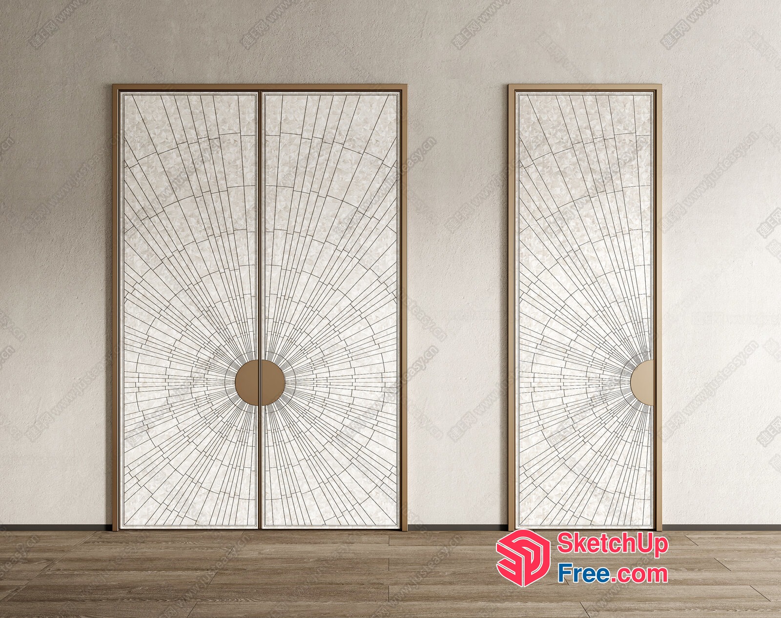 Modern Sunburst Pattern Door And Window Frames 3D SketchUp File