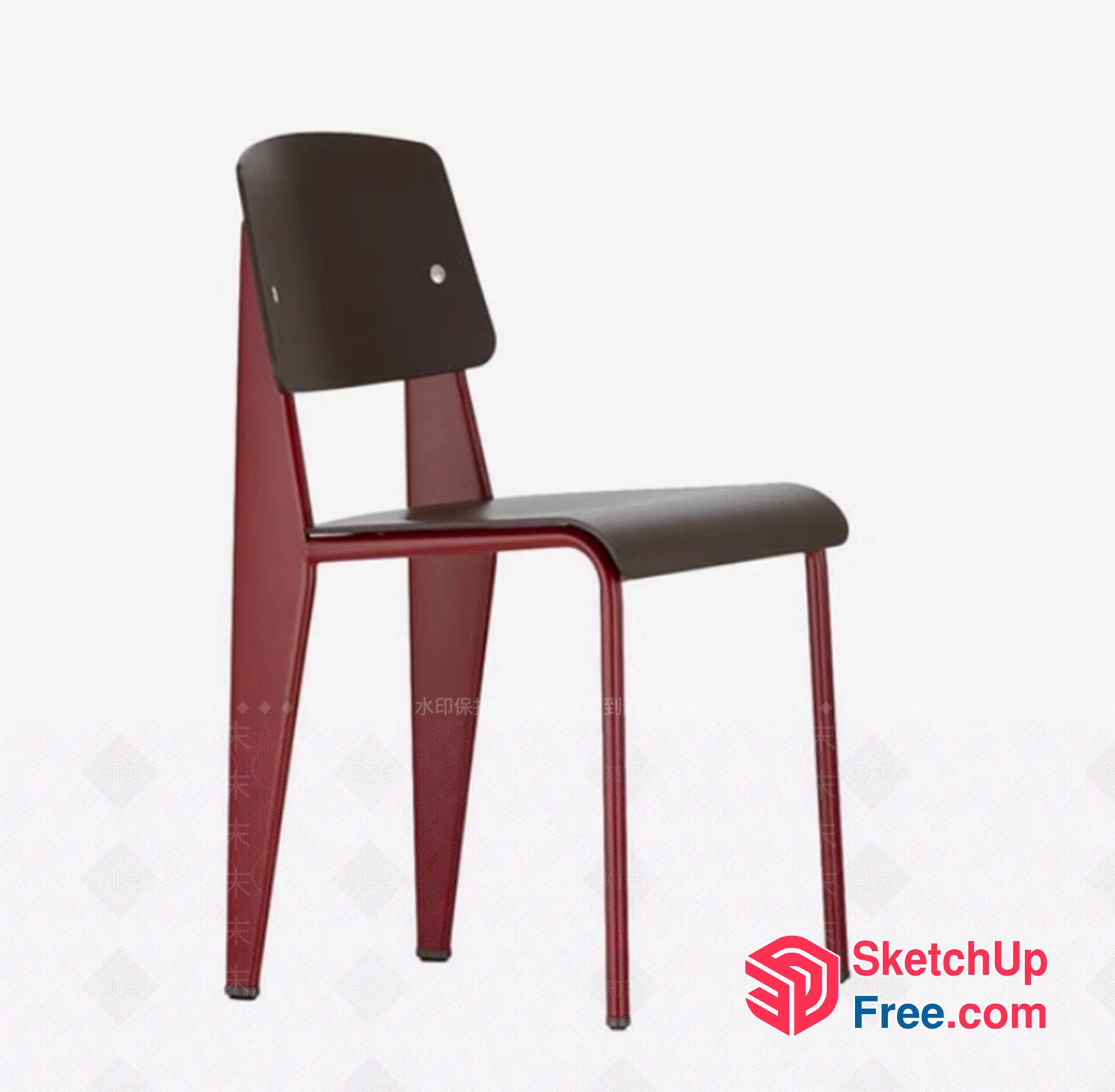 Simple Red And Black Metal Chair 3D SketchUp File