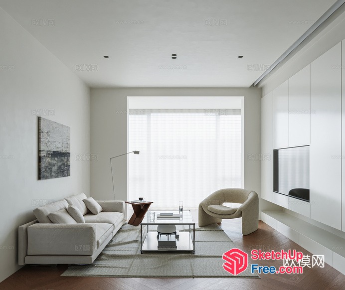 Minimalist Modern Living Room Design 3D SketchUp File