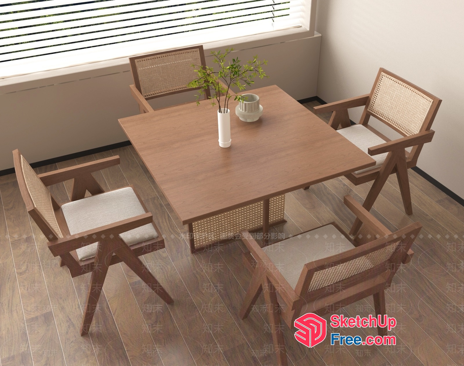 Modern Dining Room Table And Chairs 3D SketchUp File