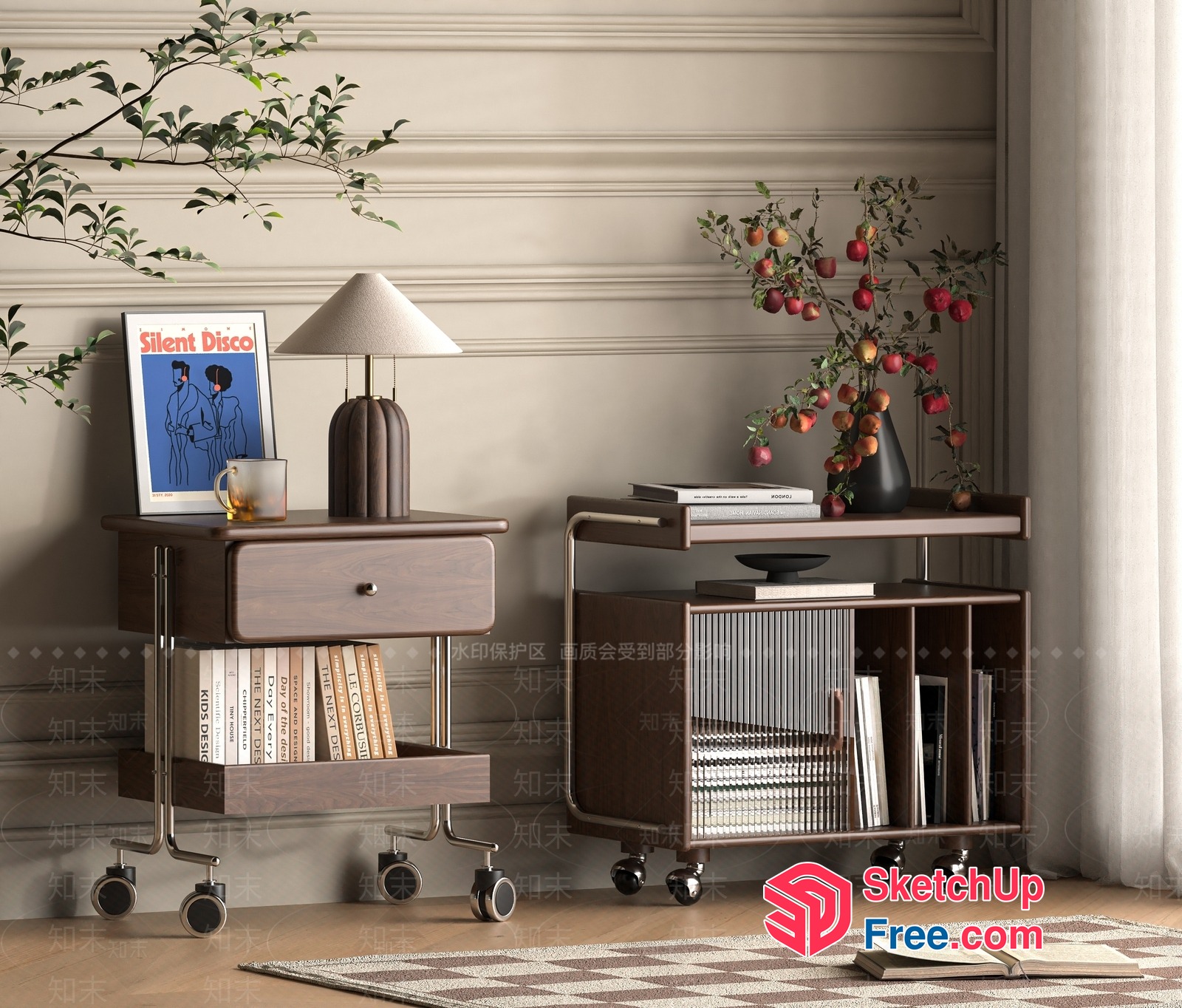 Mid-Century Modern Furniture Arrangement 3D SketchUp File