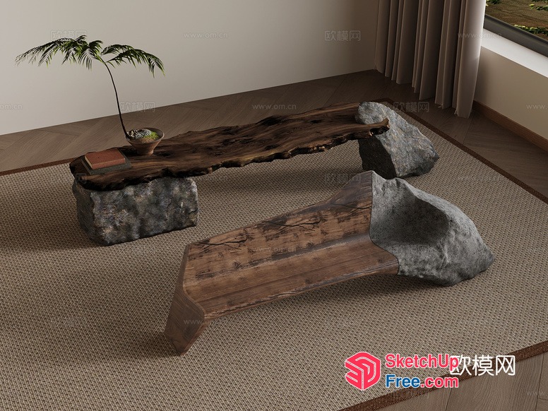 Modern Japanese-Style Living Room Furniture 3D SketchUp File