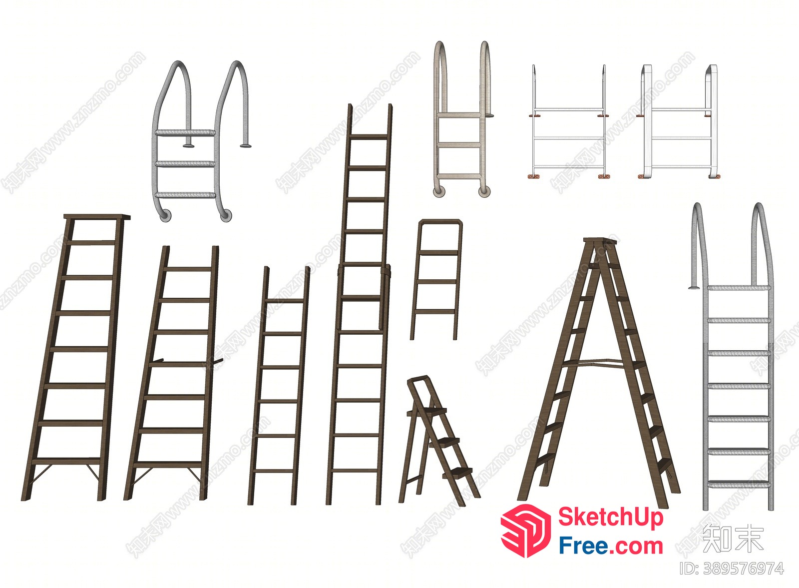 Ladders Of Various Types And Designs 3D SketchUp File