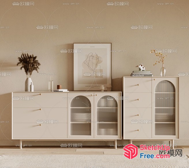 Minimalist Creamy Style Furniture 3D SketchUp File