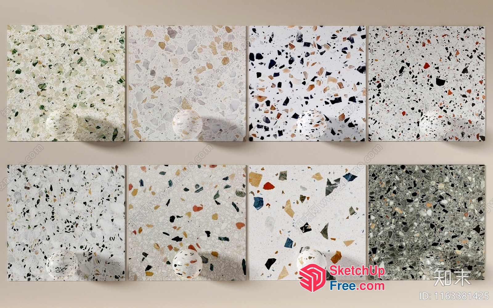 Terrazzo Tile Samples 3D SketchUp File