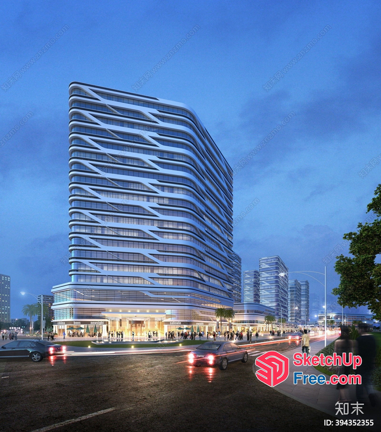 Modern Glass Curtain Wall Building Exterior 3D SketchUp File