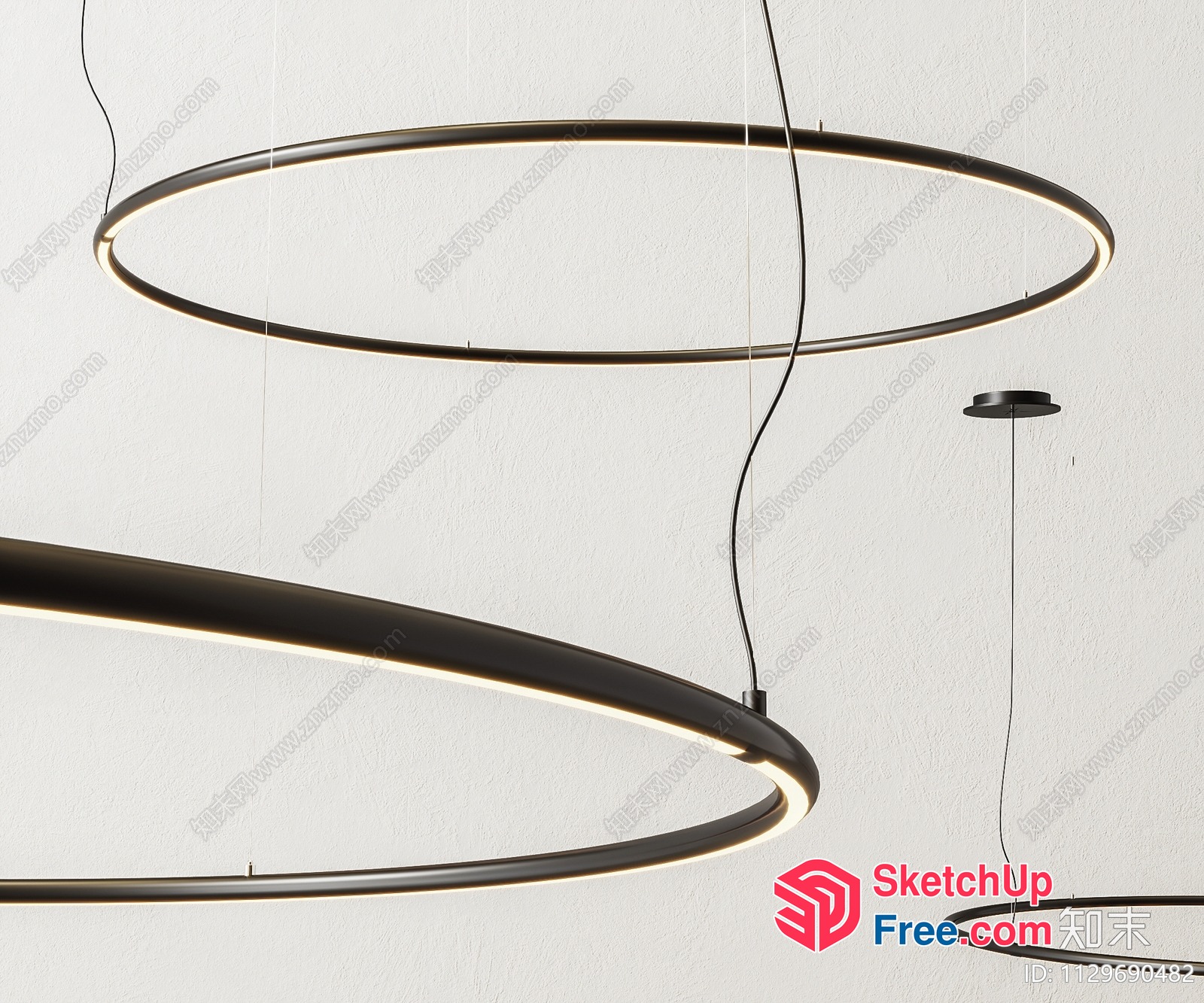 Modern Contemporary Minimalist Hanging Ring Ceiling Light Fixture 3D SketchUp File