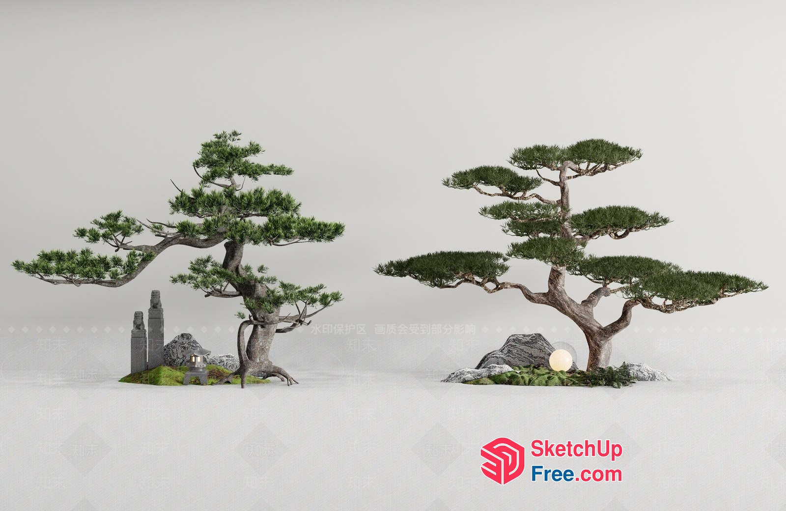Elegant Japanese Pine Tree Decorations 3D SketchUp File