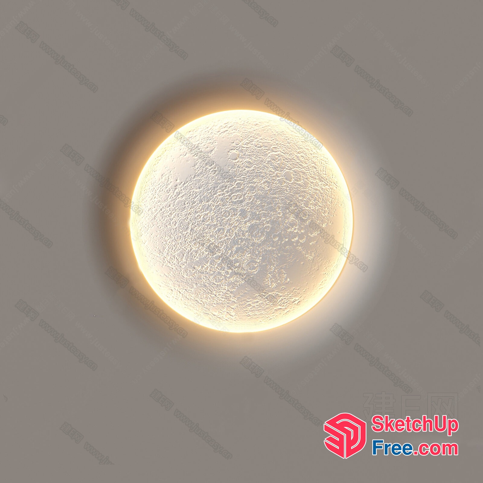 Brightly Lit Round Decorative Light Fixture 3D SketchUp File