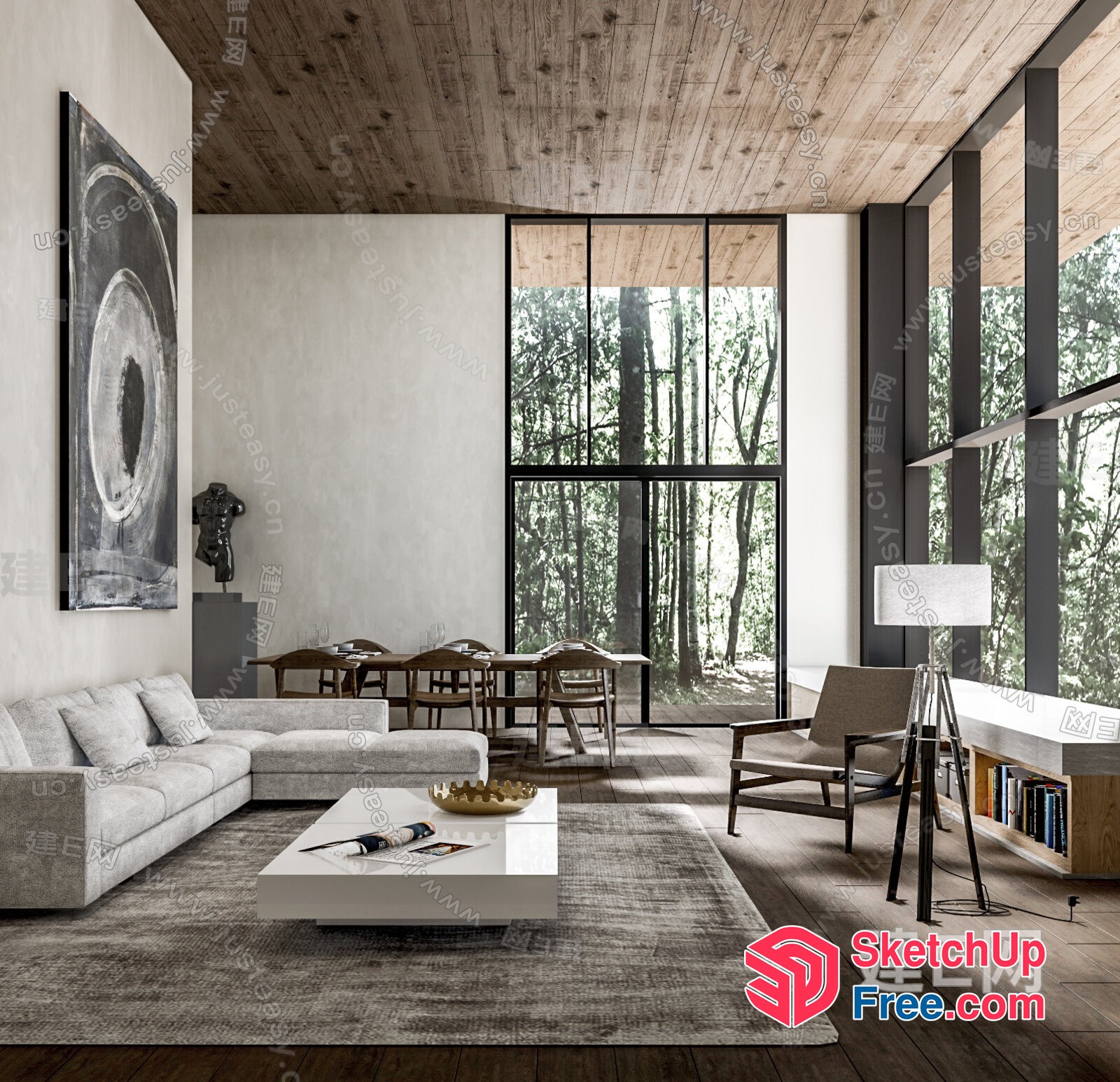 Minimalist Living Room With Natural Light 3D SketchUp File