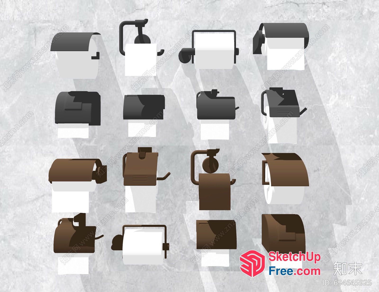 Toilet Paper Roll Holders Collection 3D SketchUp File