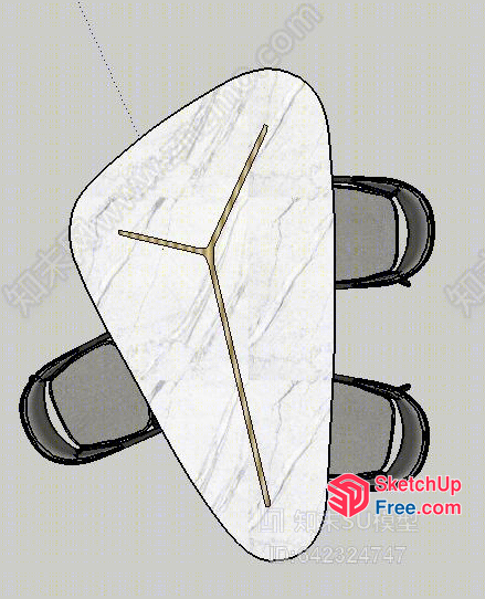 Marble Top Table With Grey Legs 3D SketchUp File