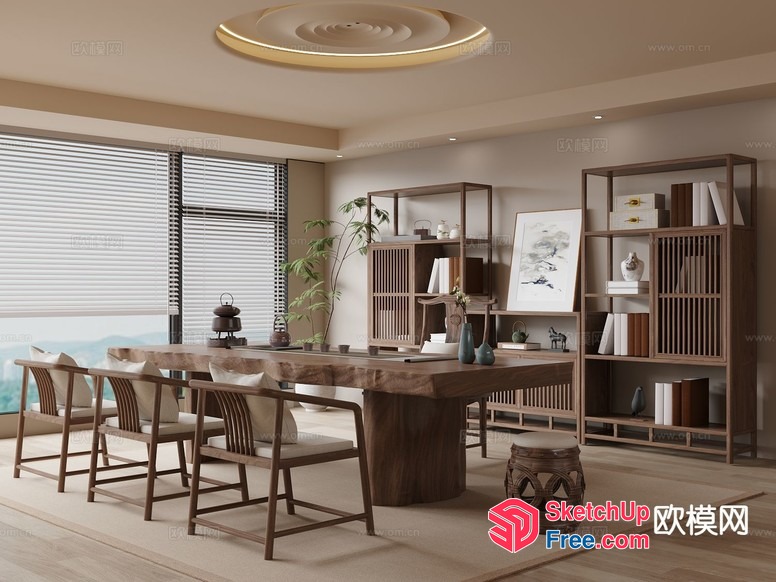 Elegant And Modern Japanese-Inspired Dining Room 3D SketchUp File