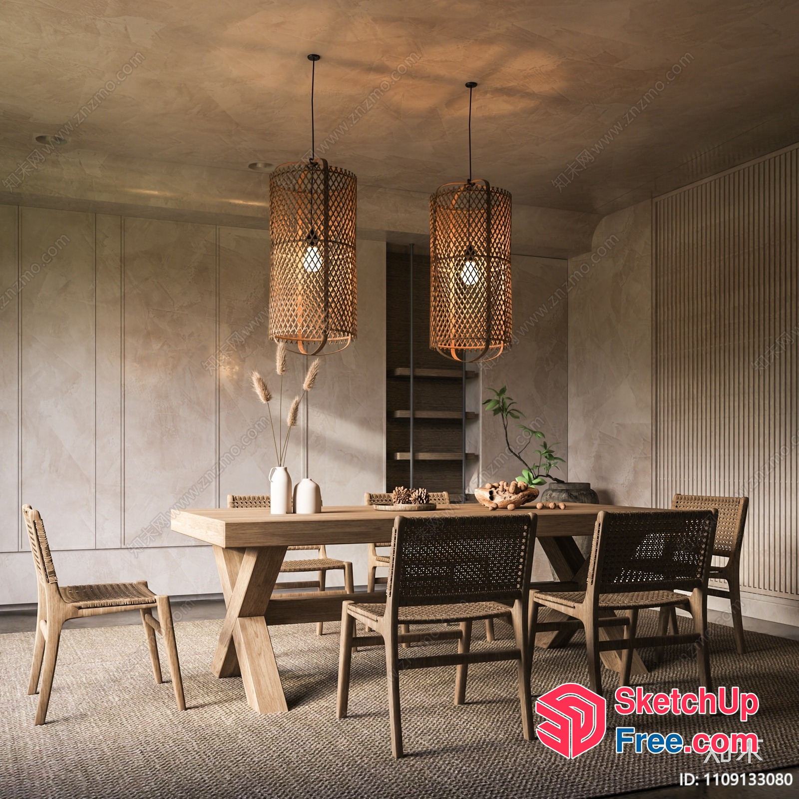 Rustic Modern Dining Room 3D SketchUp File
