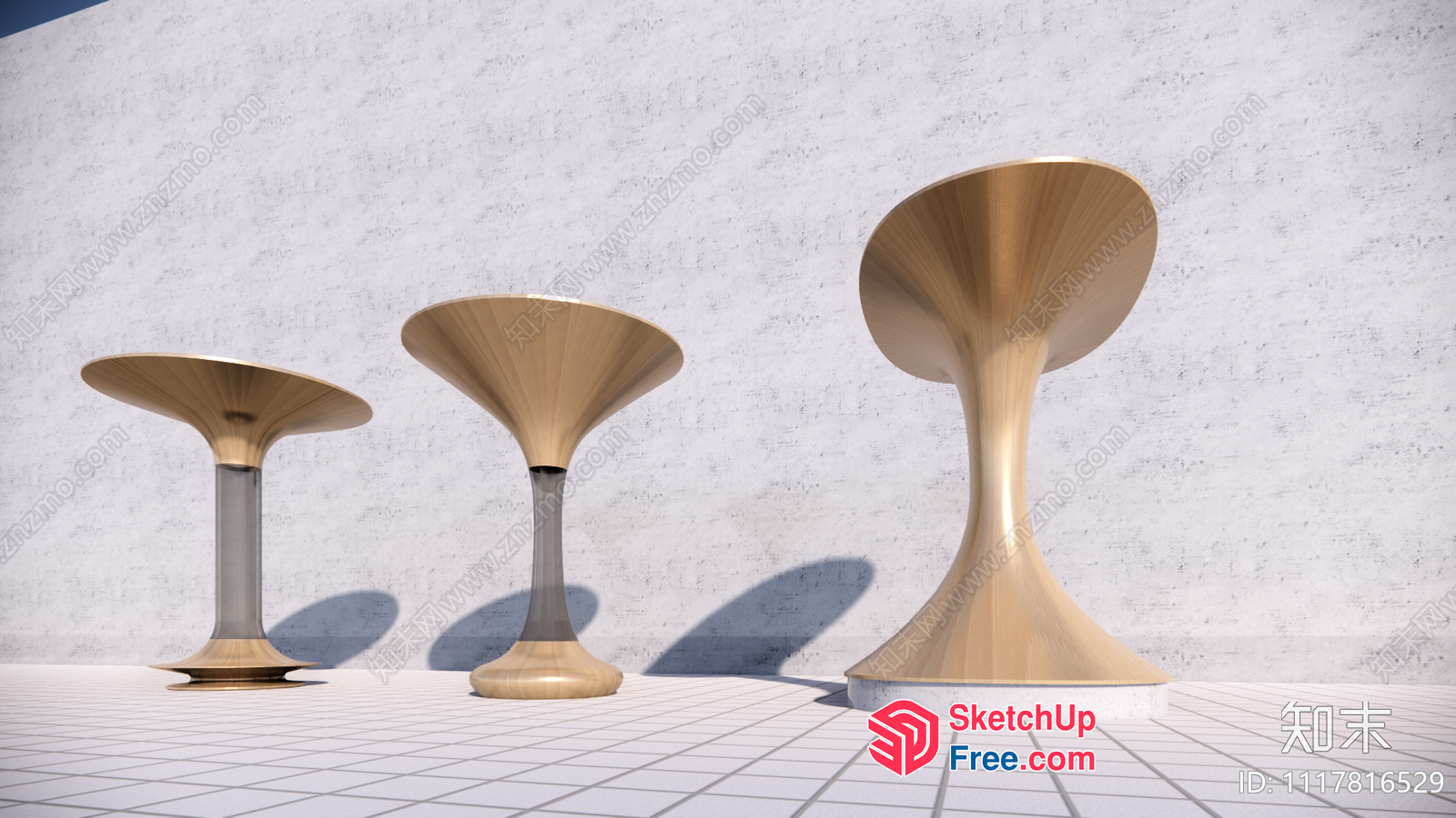 Three Unique Stools With Distinctive Shapes 3D SketchUp File
