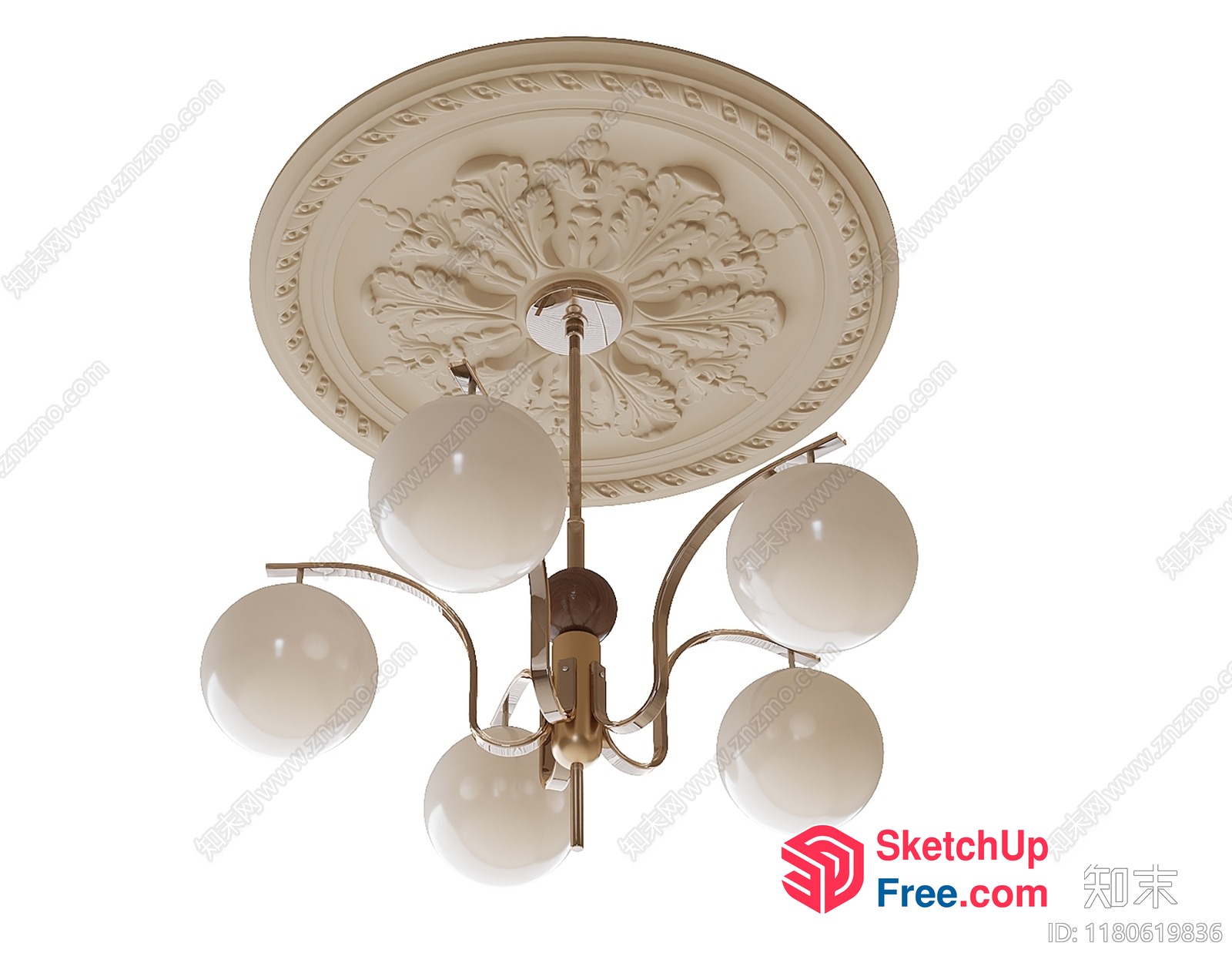 Elegant Creamy Style Ceiling Light Fixture 3D SketchUp File