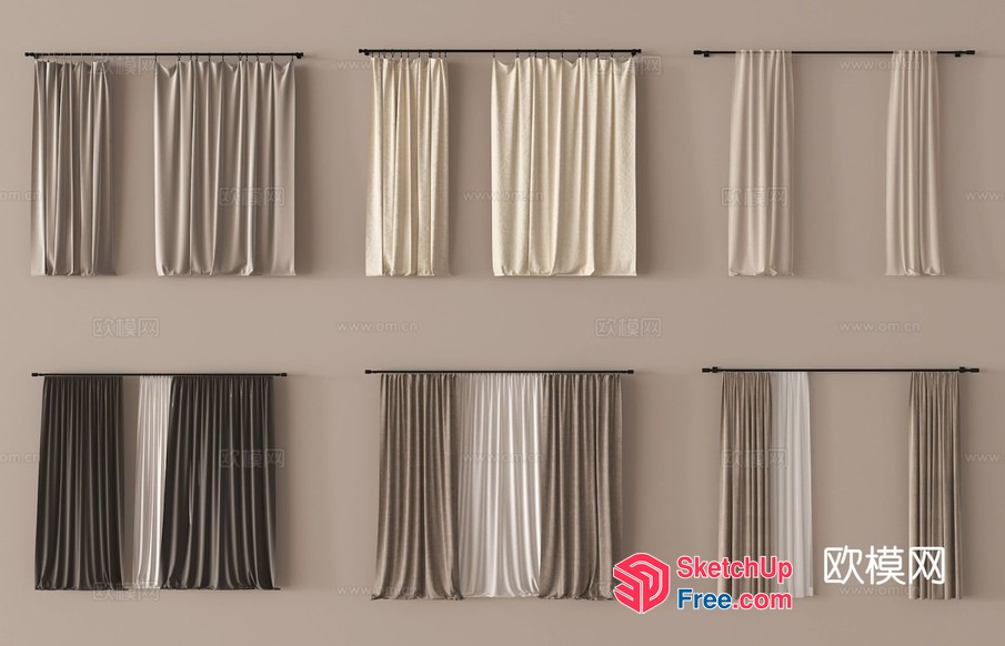 9 Different Types Of Curtains 3D SketchUp File