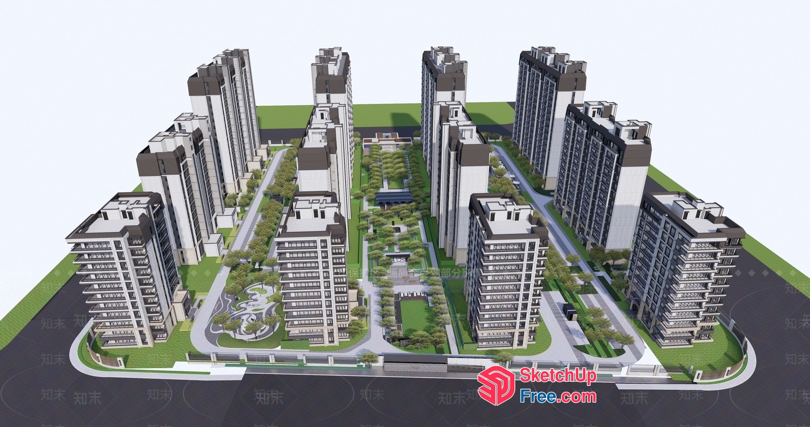Modern Urban Residential Complex 3D SketchUp File