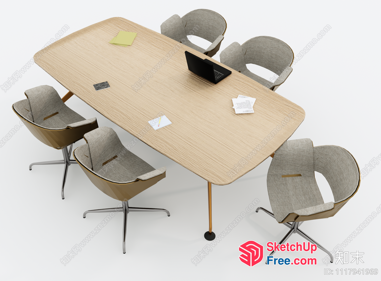 Modern Office Table And Chairs 3D SketchUp File