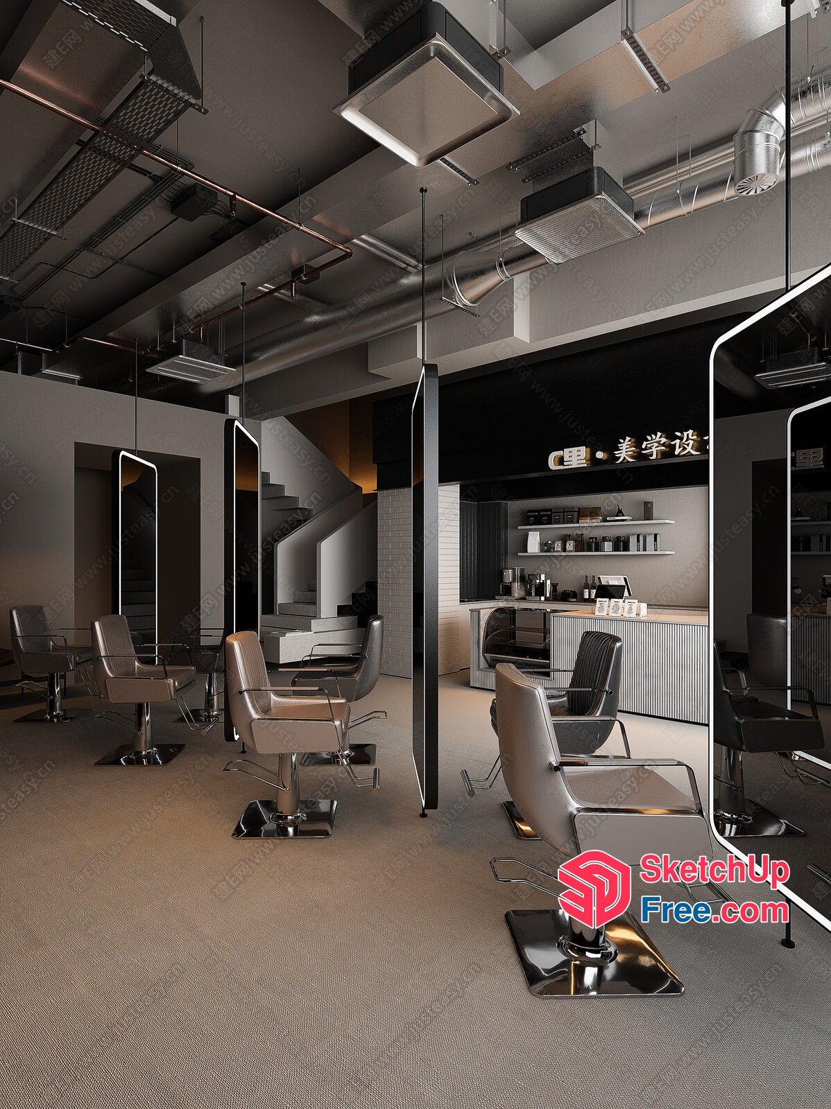 Modern Salon Interior With Sleek And Stylish Furniture 3D SketchUp File