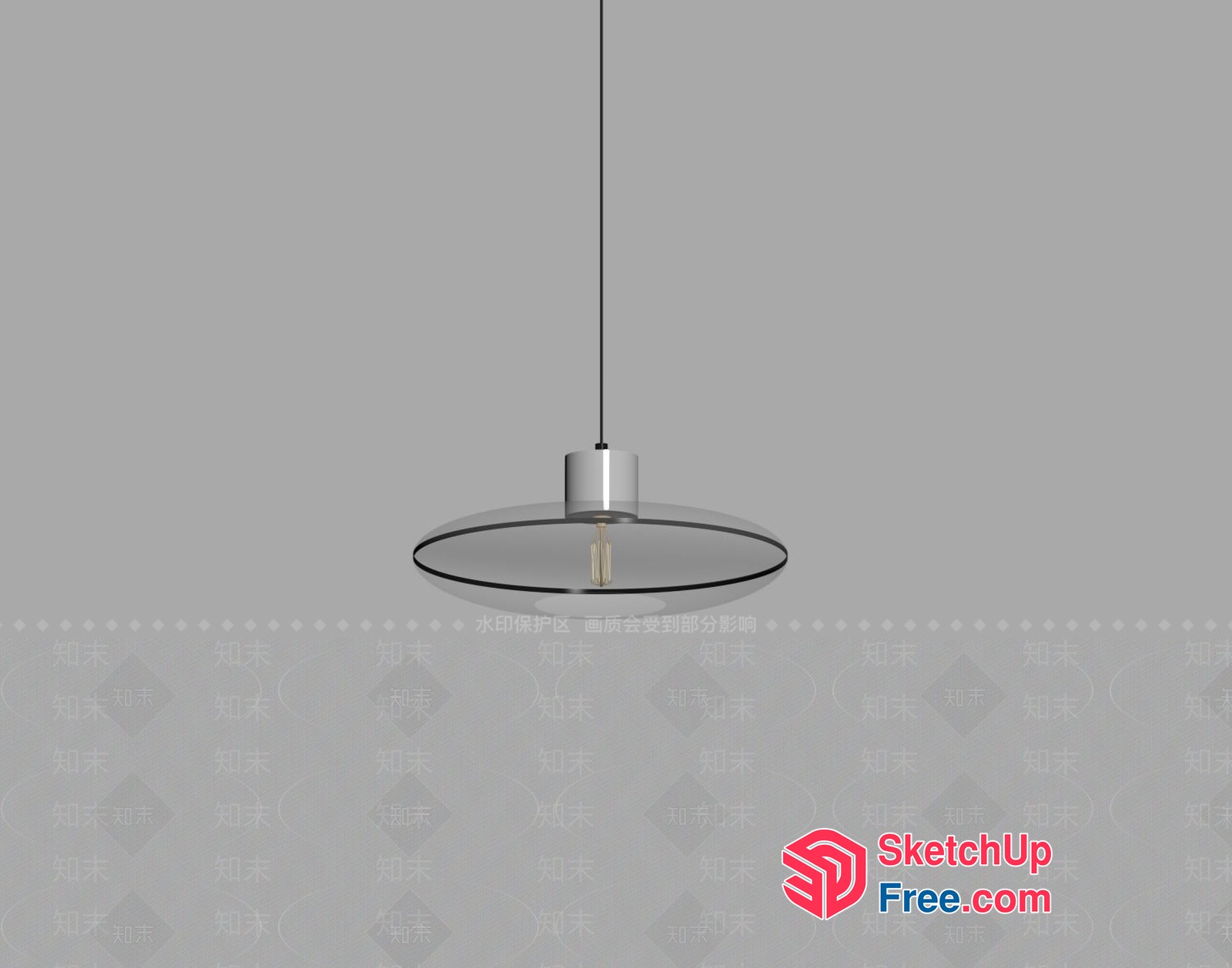 Minimalist Glass Ceiling Light Fixture 3D SketchUp File