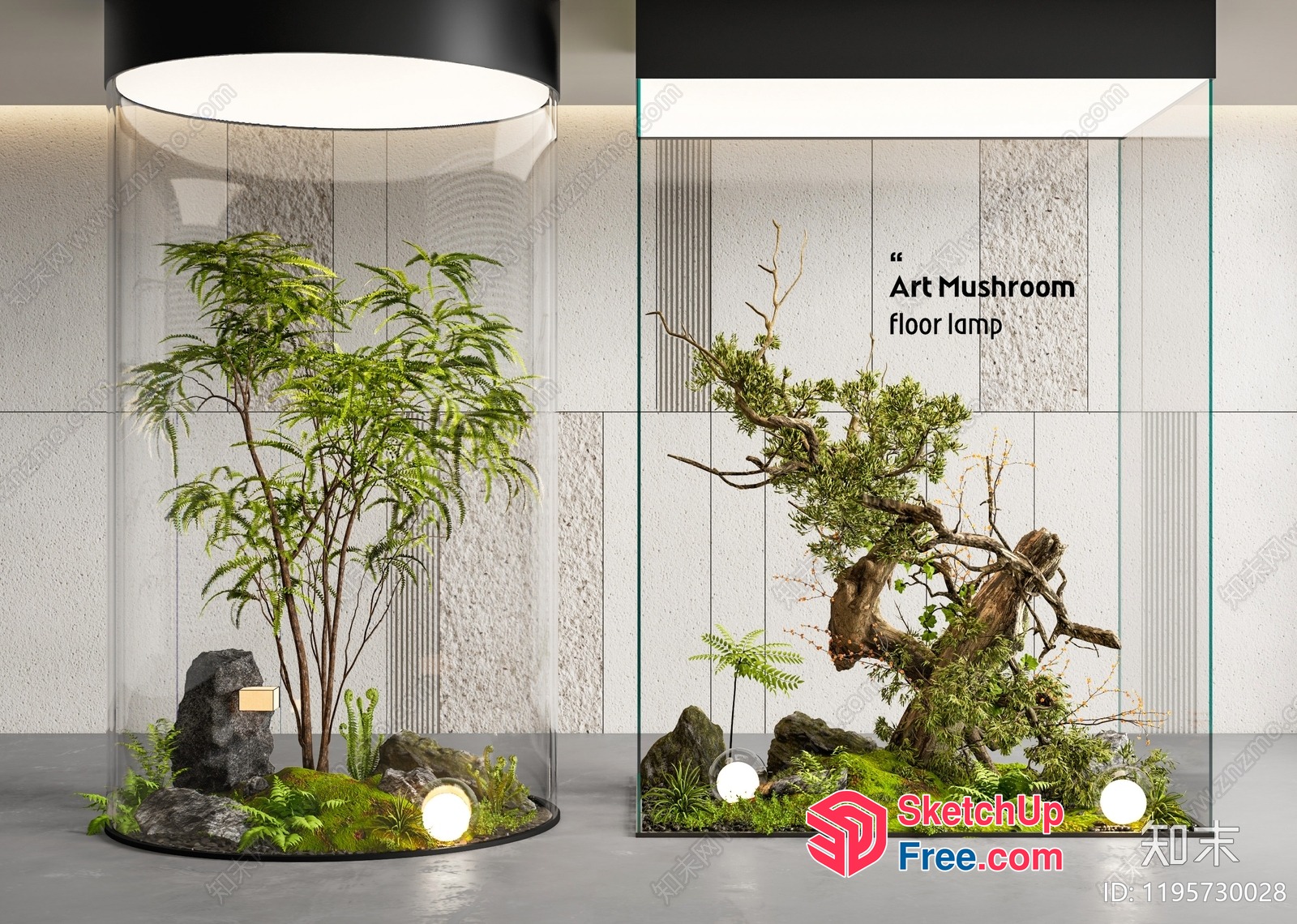 Artistic Glass Display With Natural Elements 3D SketchUp File