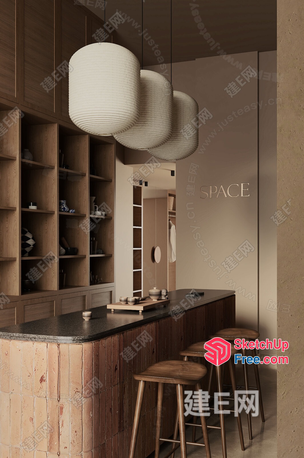 Japanese Style Minimalist Bar Counter 3D SketchUp File