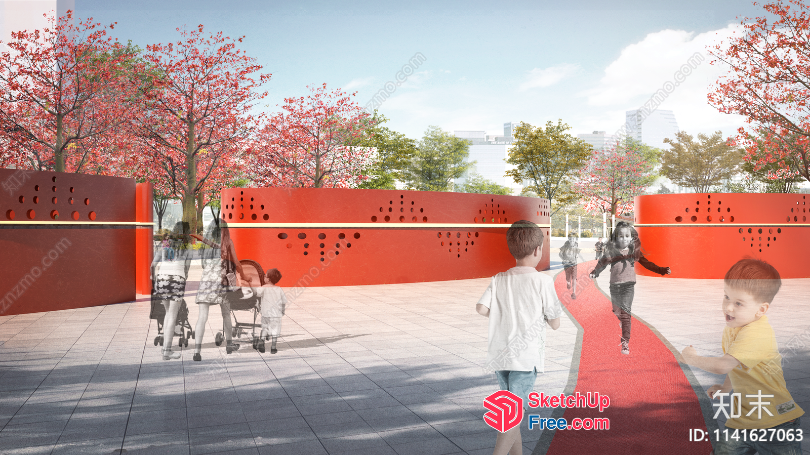 Children Playing In A Park 3D SketchUp File