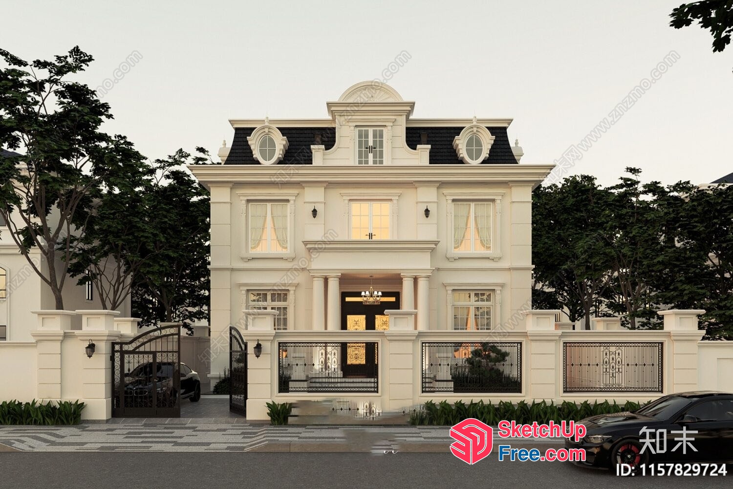Elegant French-Style Villa 3D SketchUp File